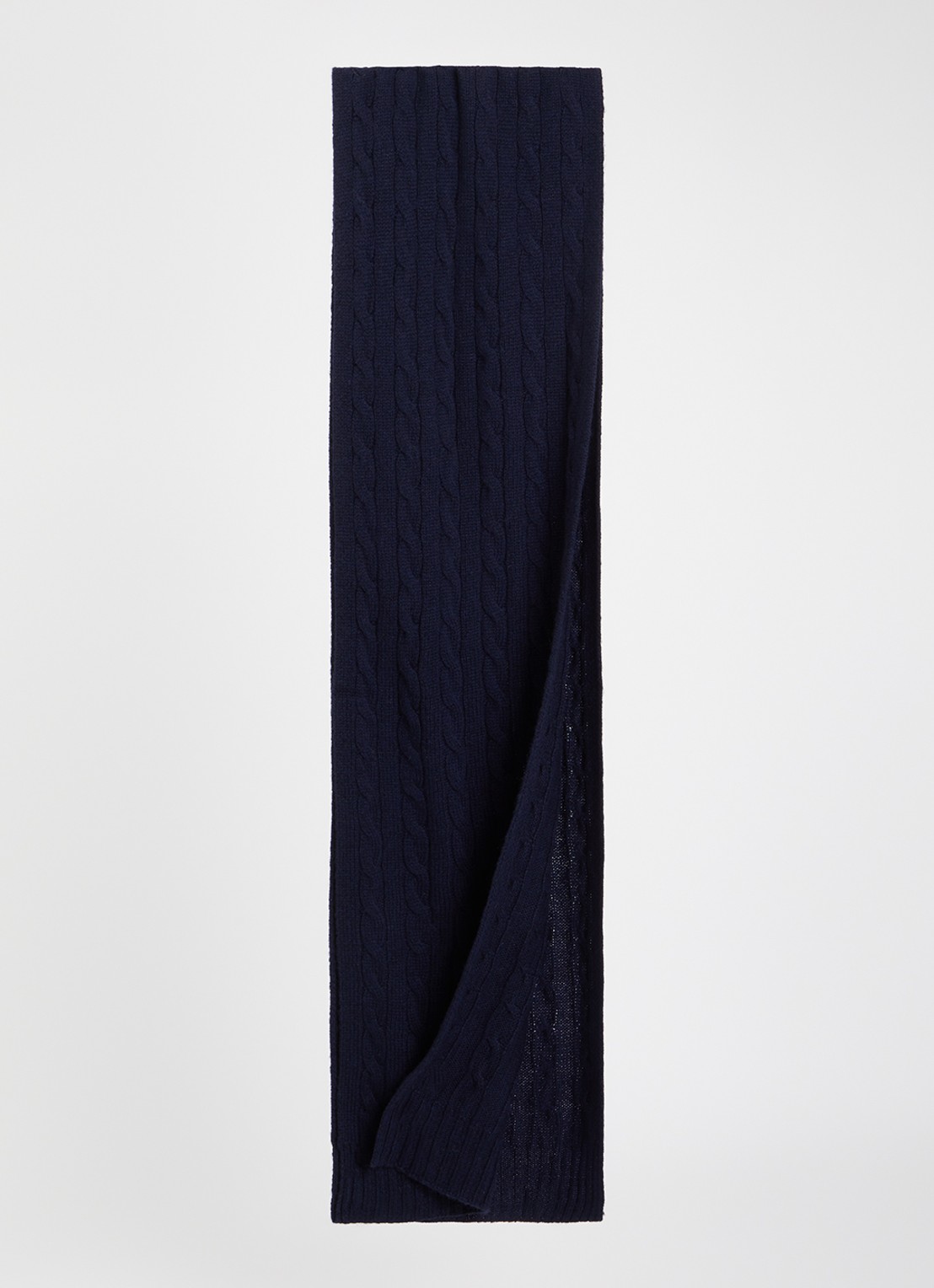 Ralph Lauren Ribgebreide sjaal in kasjmierblend 183 x 27 cm - detail 2 donkerblauw