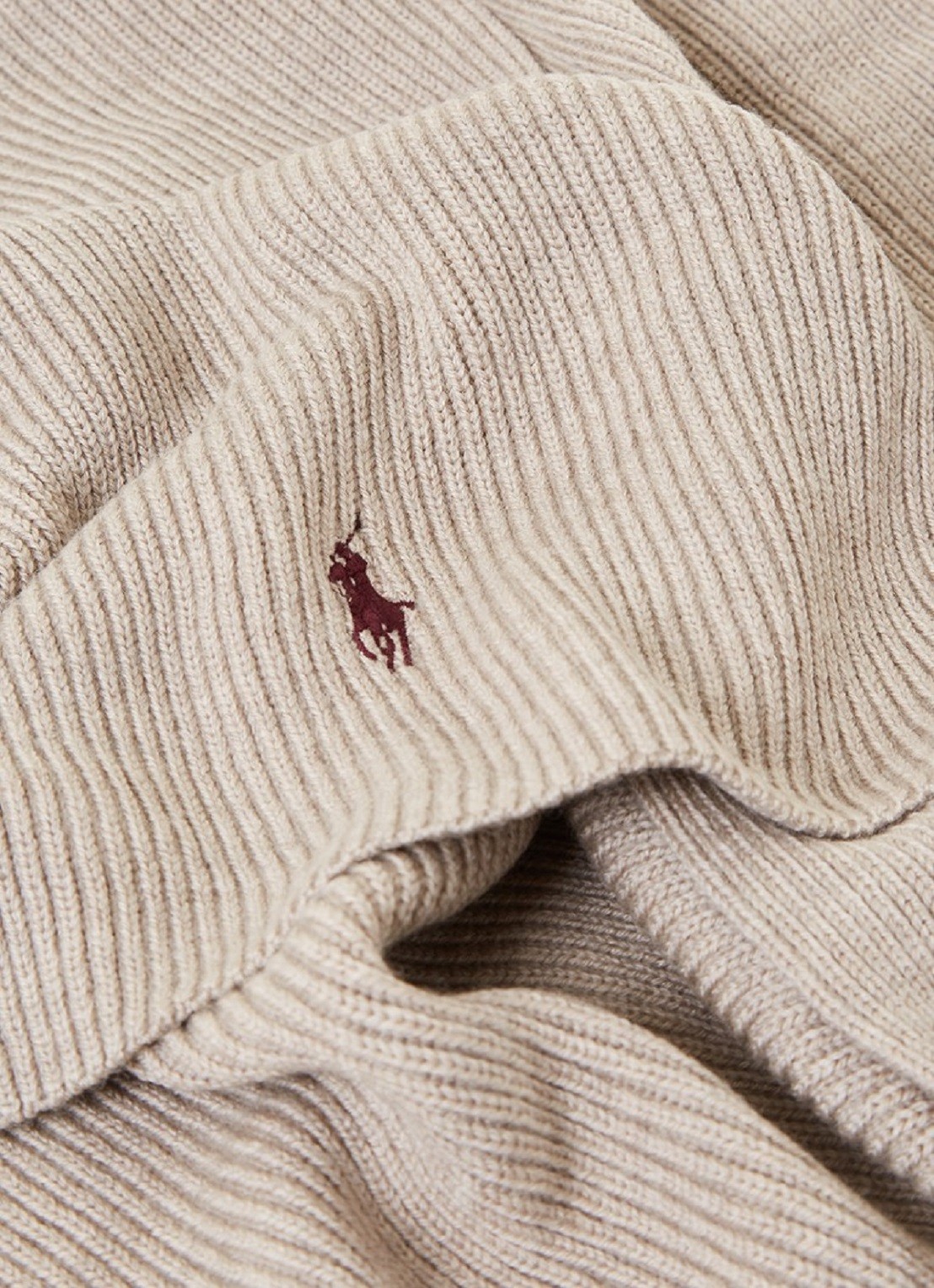 Ralph Lauren Ribgebreide sjaal van wol 180 x 25 cm - detail legergroen