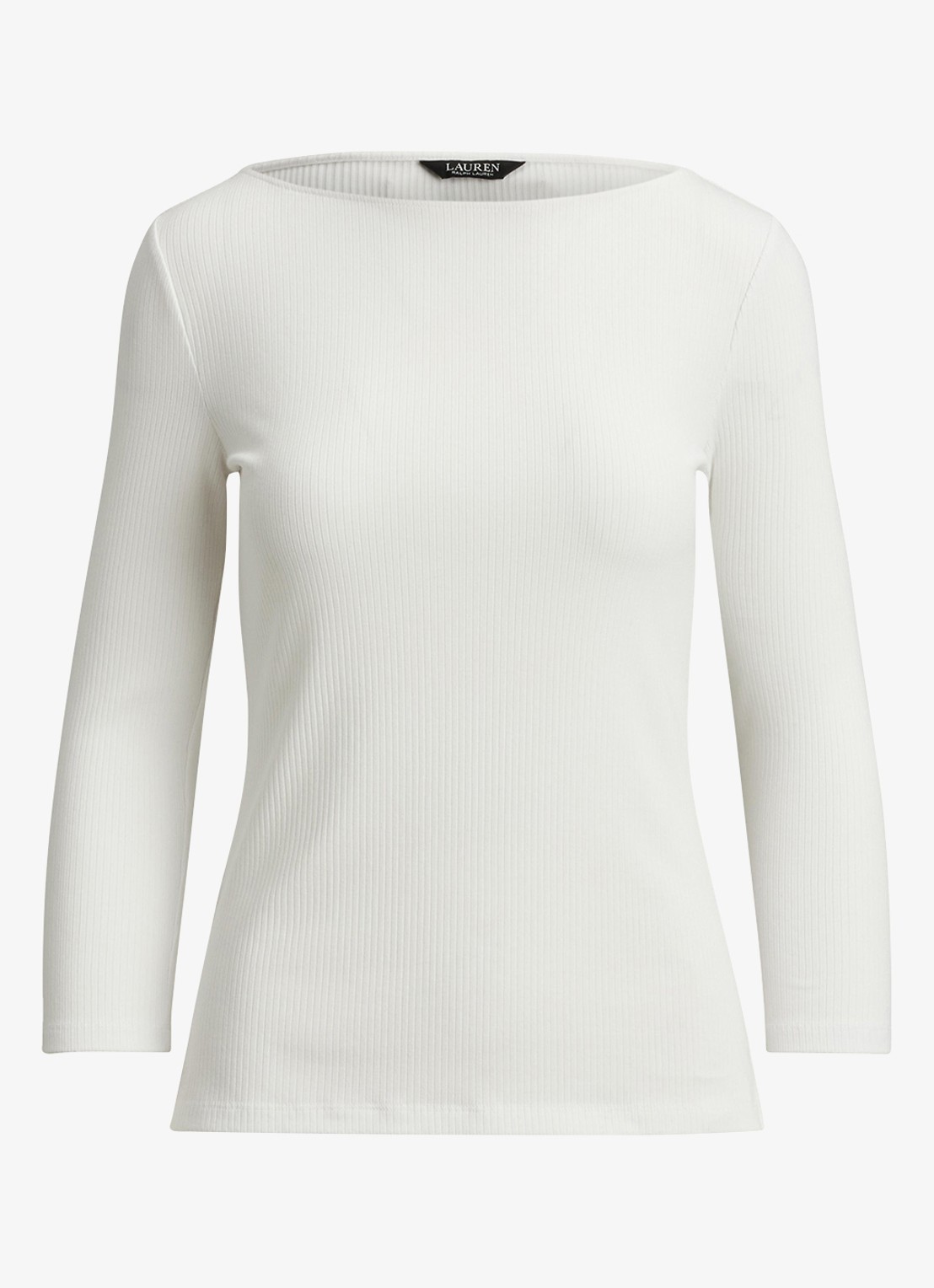 Ralph Lauren Ribgebreide top met boothals - voorkant 2 wit