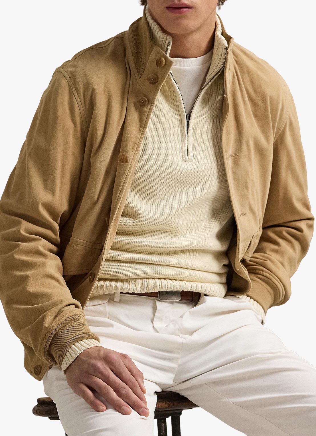 Ralph Lauren Ribgebreide trui met halve rits en logoborduring - detail 6 andover cream / creme