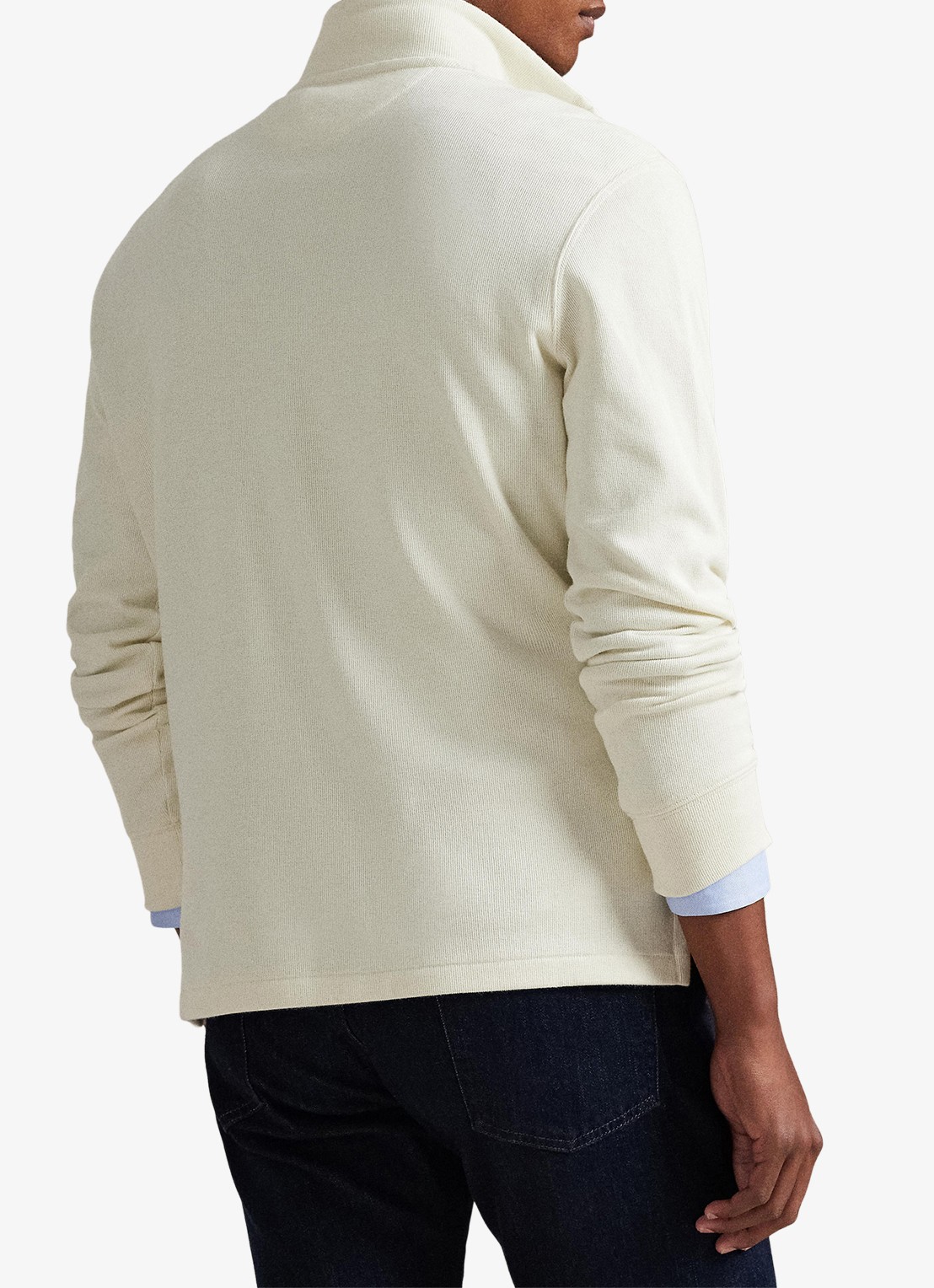 Ralph Lauren Ribgebreide trui met halve rits - achterkant 3 parchment cream / creme