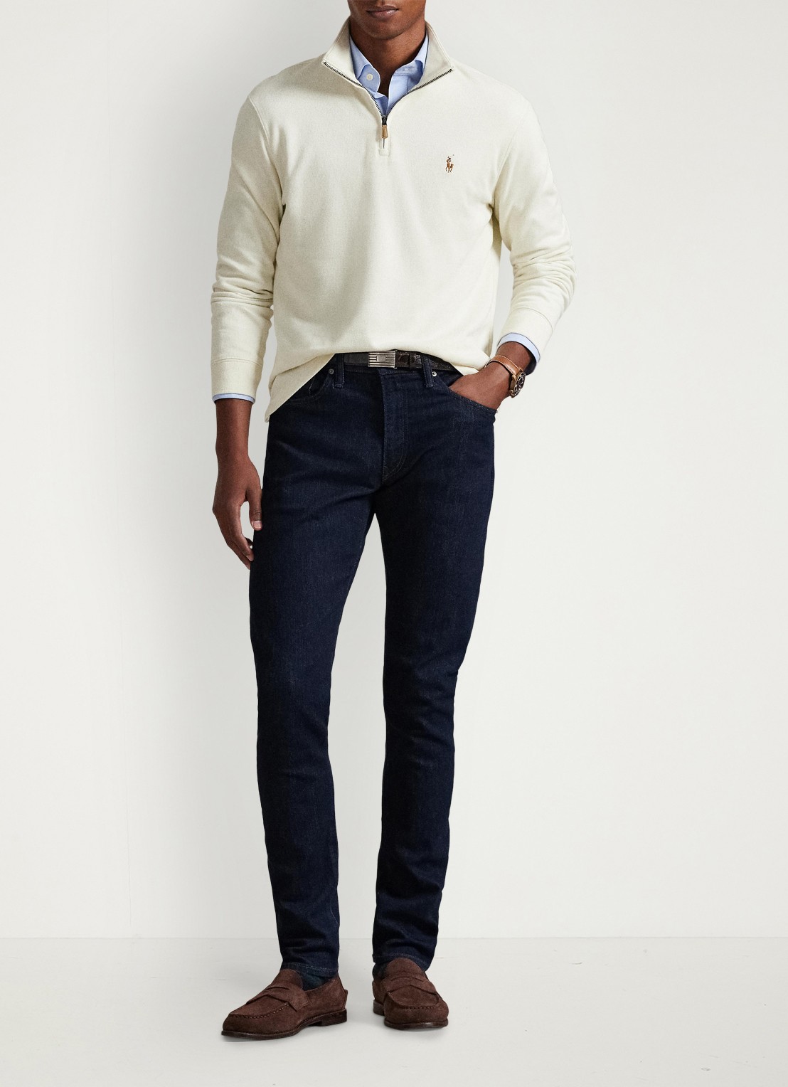 Ralph Lauren Ribgebreide trui met halve rits - detail 4 parchment cream / creme