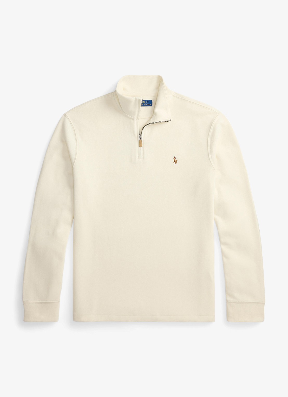 Ralph Lauren Ribgebreide trui met halve rits - voorkant parchment cream / creme