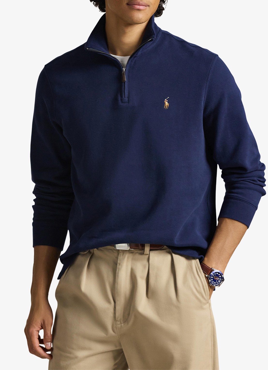 Ralph Lauren Ribgebreide trui met halve rits - detail 3 cruise navy / donkerblauw