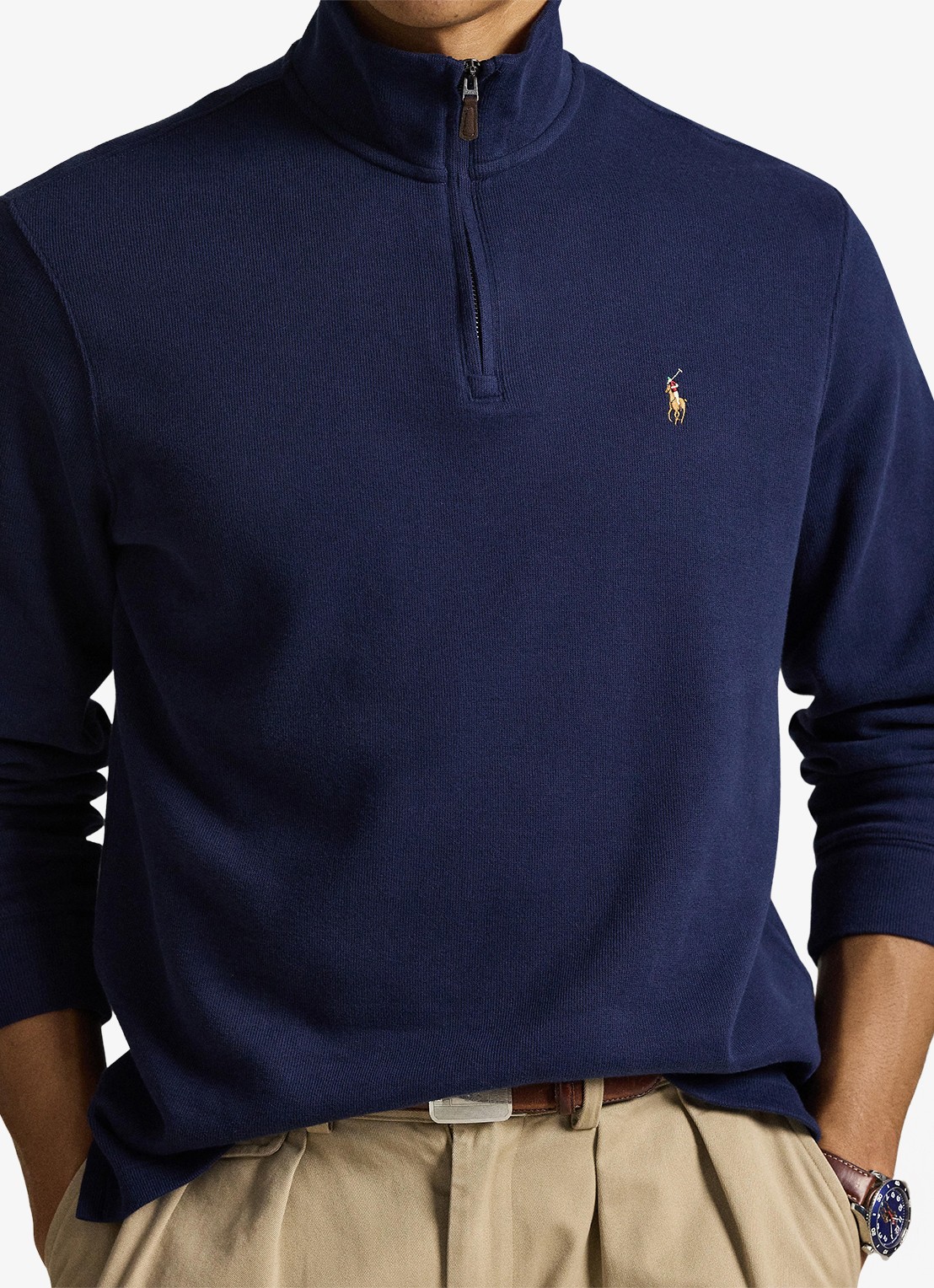Ralph Lauren Ribgebreide trui met halve rits - detail 4 cruise navy / donkerblauw
