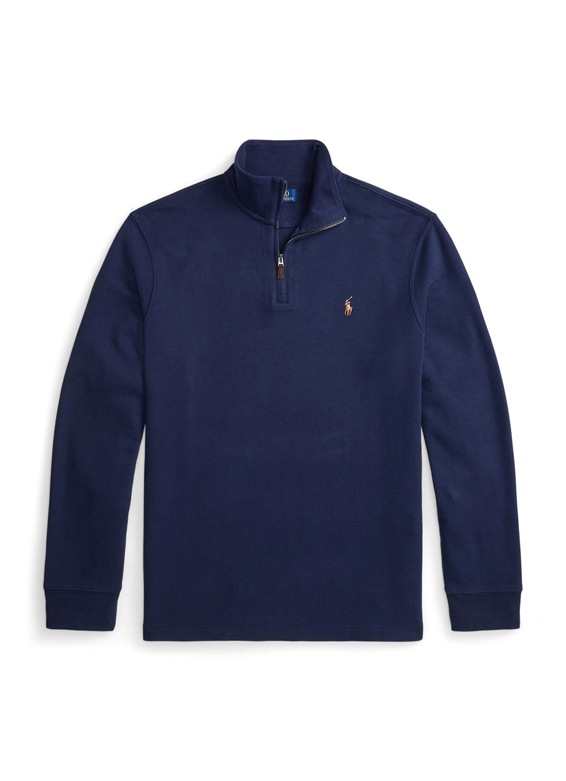 Ralph Lauren Ribgebreide trui met halve rits - voorkant cruise navy / donkerblauw