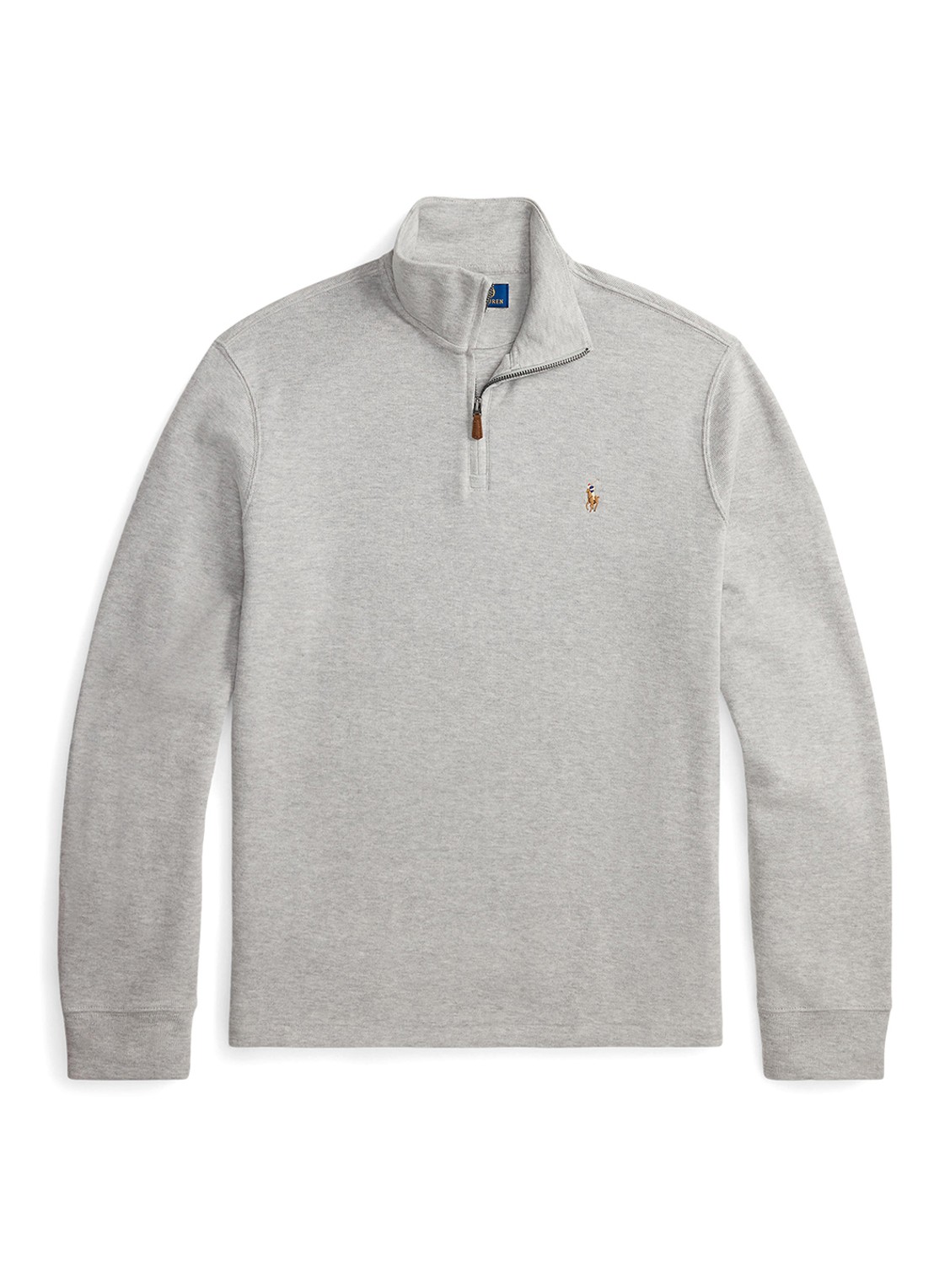 Ralph Lauren Ribgebreide trui met halve rits - voorkant andover heather / grijs