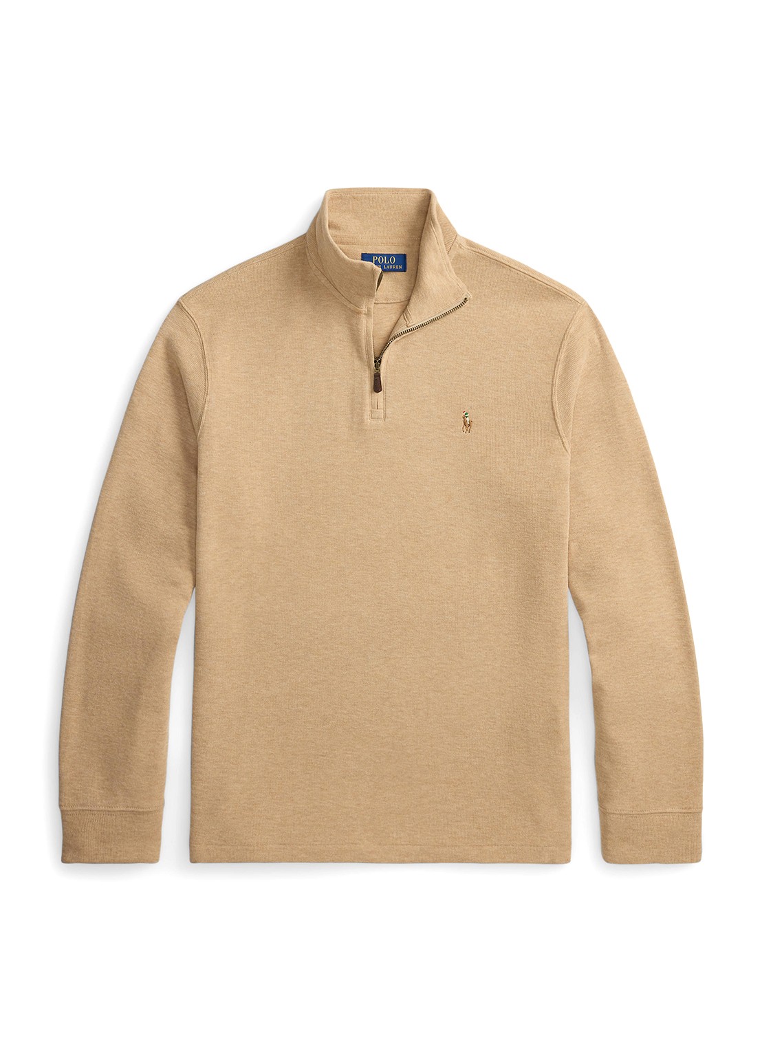 Ralph Lauren Ribgebreide trui met halve rits - voorkant 4 classic camel / camel