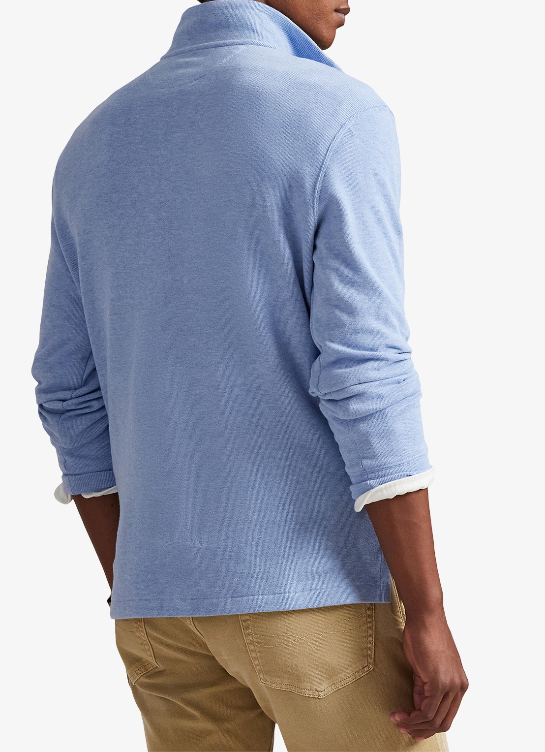 Ralph Lauren Ribgebreide trui met halve rits - achterkant isle heather / lichtblauw