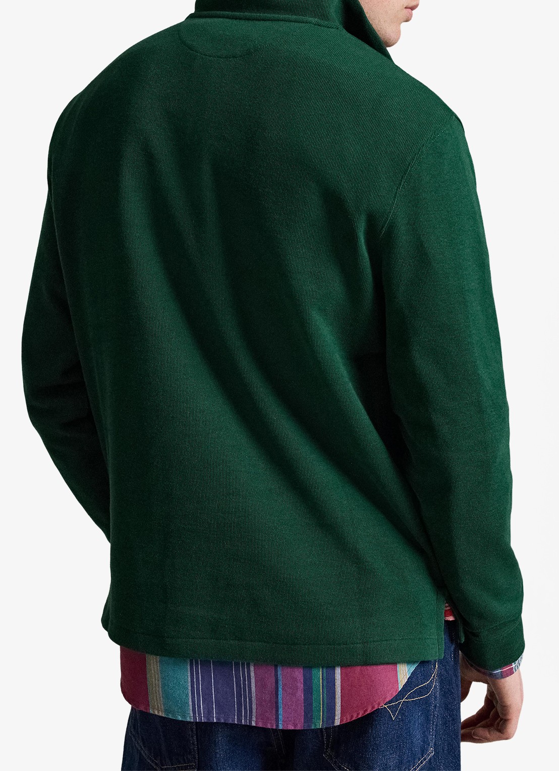 Ralph Lauren Ribgebreide trui met halve rits - achterkant 3 moss agate / mosgroen