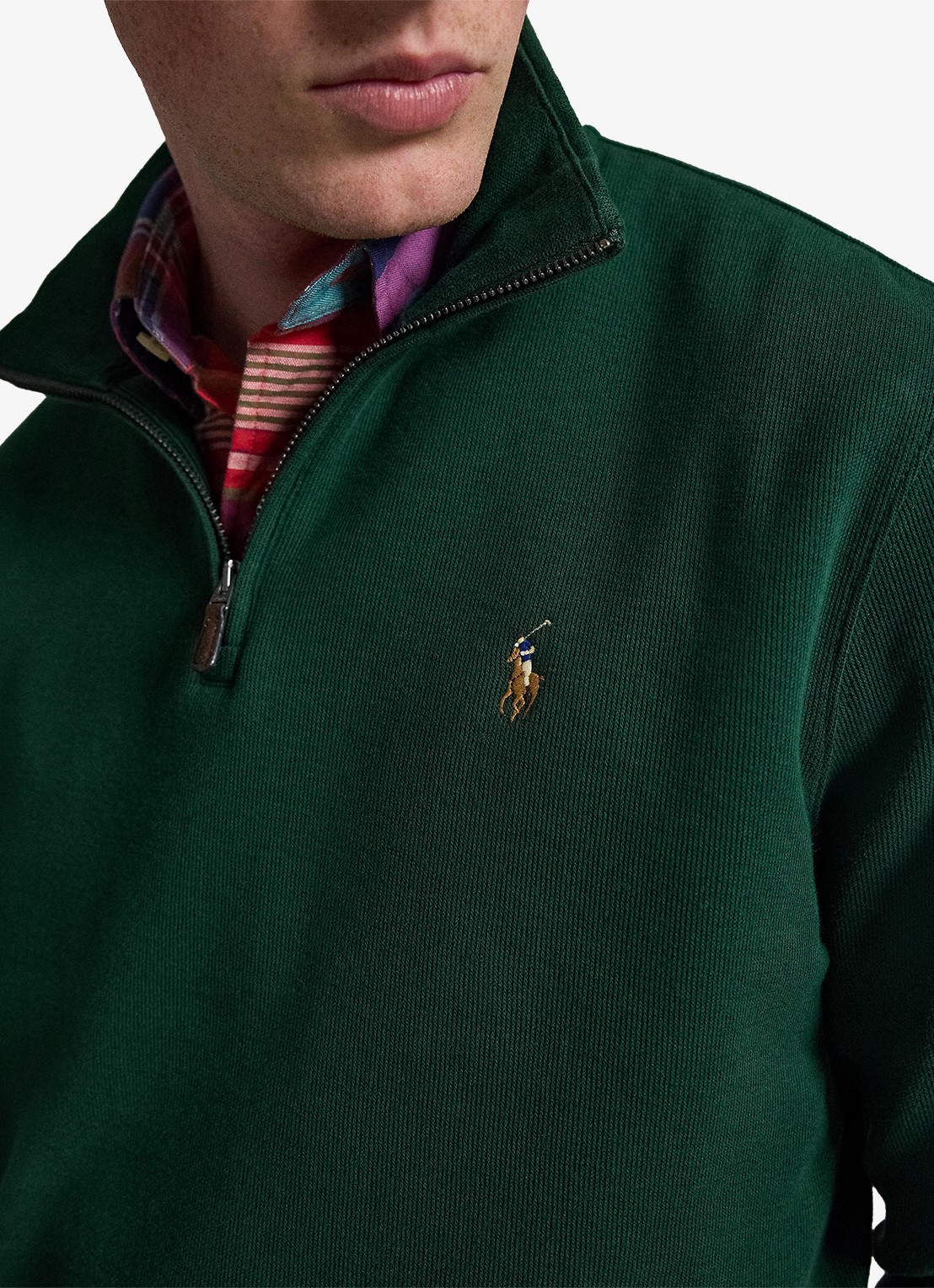 Ralph Lauren Ribgebreide trui met halve rits - detail 5 moss agate / mosgroen