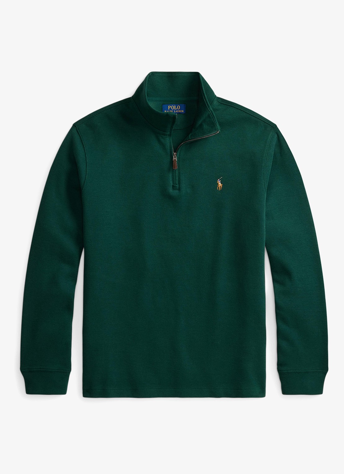 Ralph Lauren Ribgebreide trui met halve rits - voorkant moss agate / mosgroen