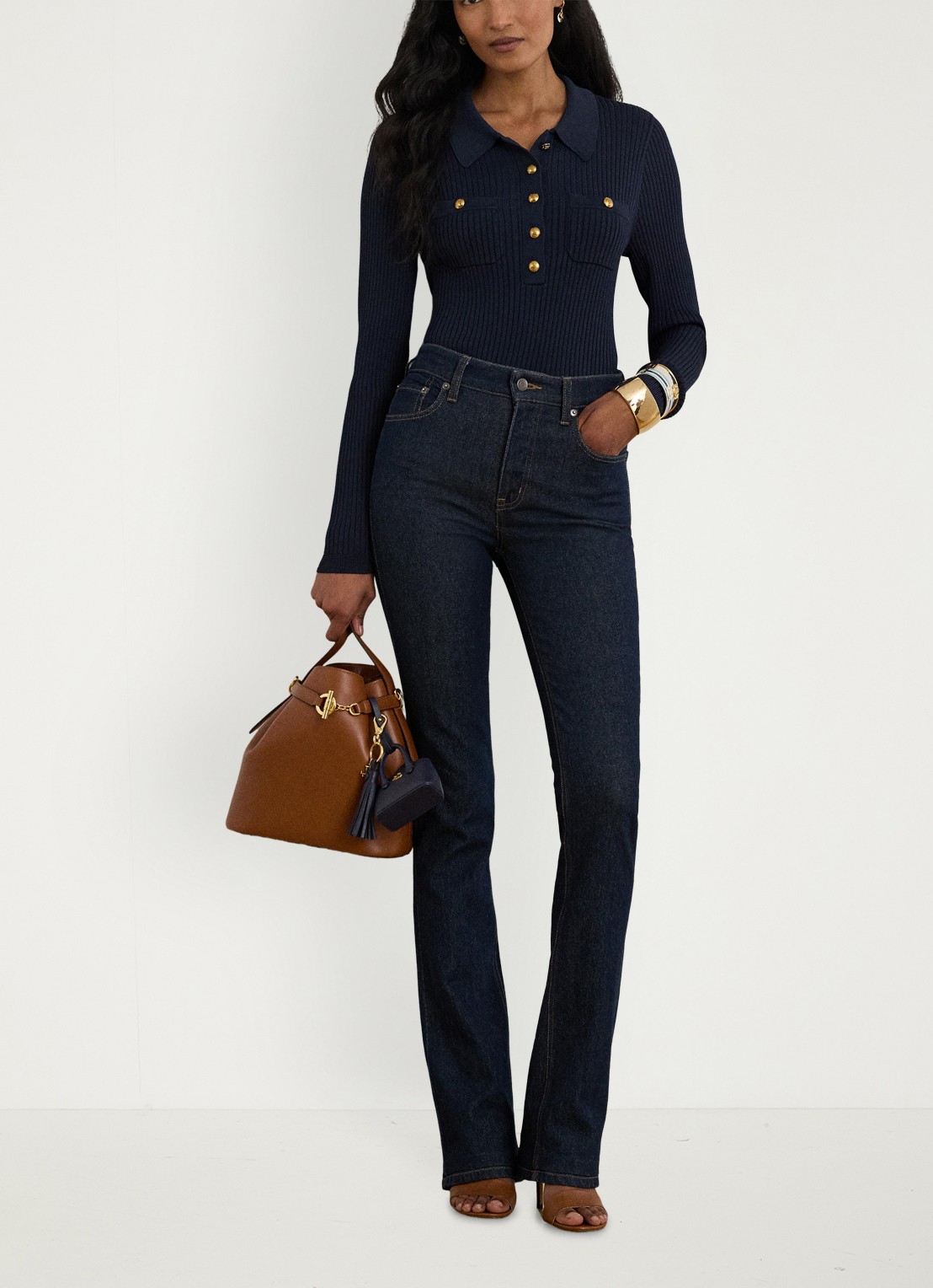 Ralph Lauren Ribgebreide trui met opgestikte zakken - detail 2 lauren navy / blauw