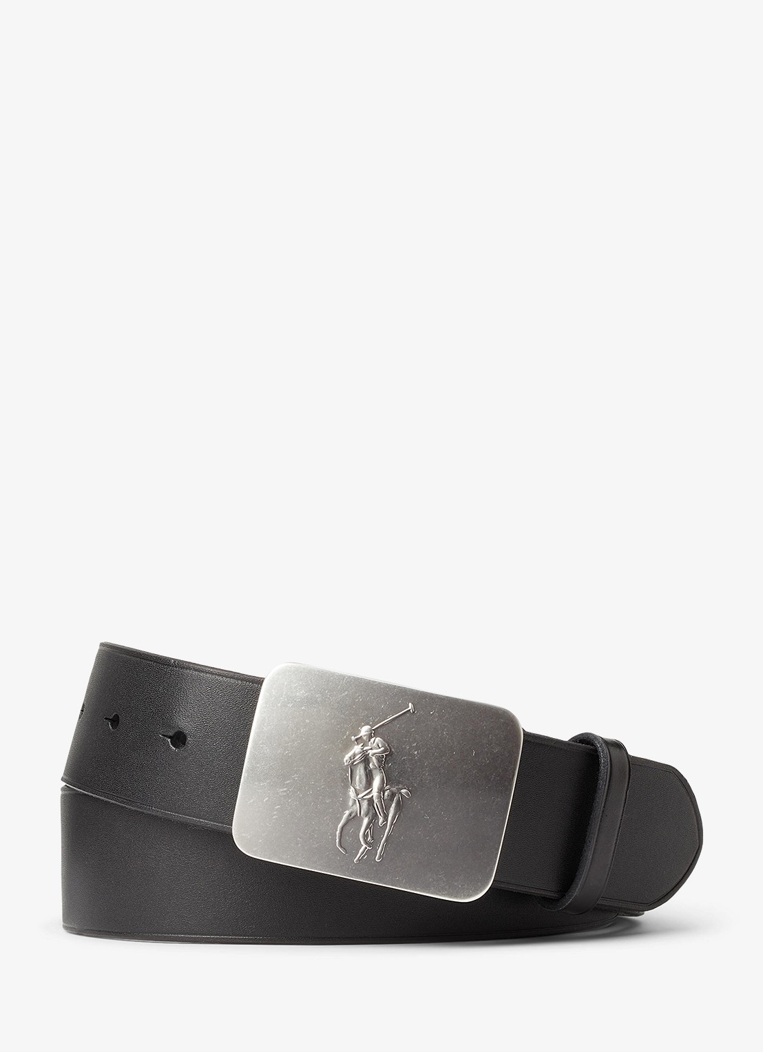 Ralph Lauren Riem van leer met logo - voorkant black-2wah
