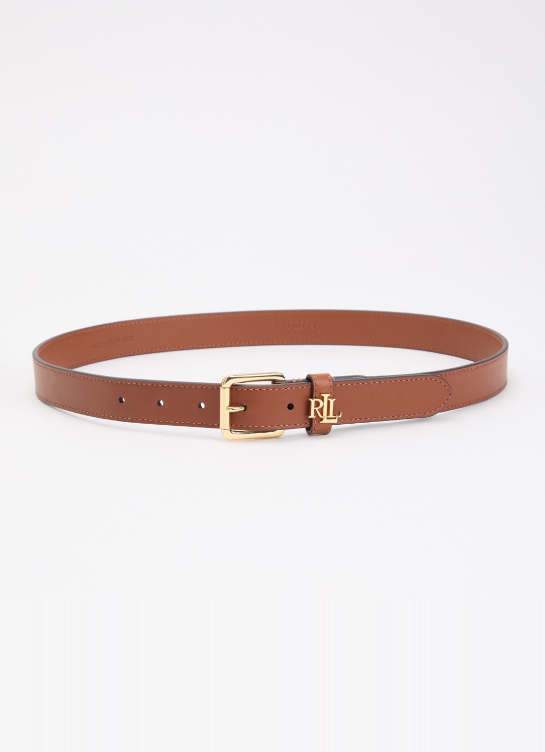 Ralph Lauren Riem van leer met logo - voorkant 2 roestbruin