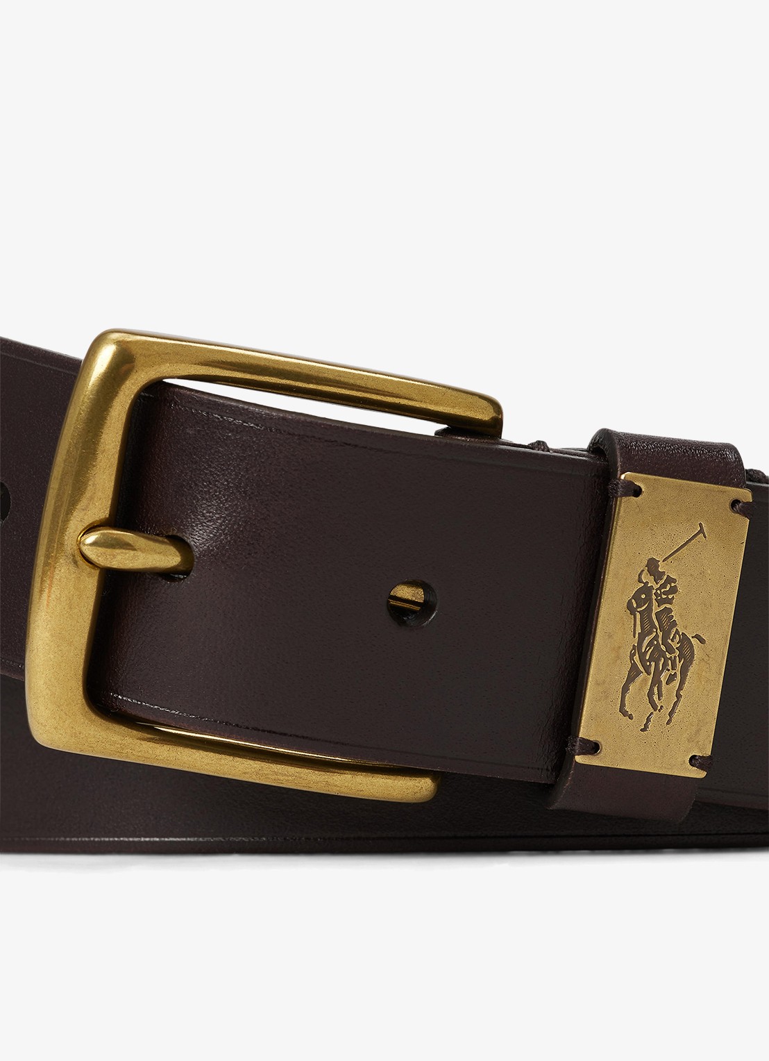 Ralph Lauren Riem van leer - detail donkerbruin
