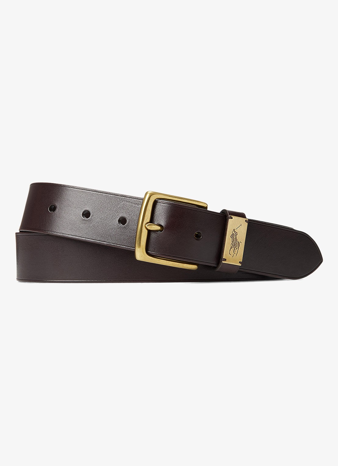 Ralph Lauren Riem van leer - voorkant 2 donkerbruin