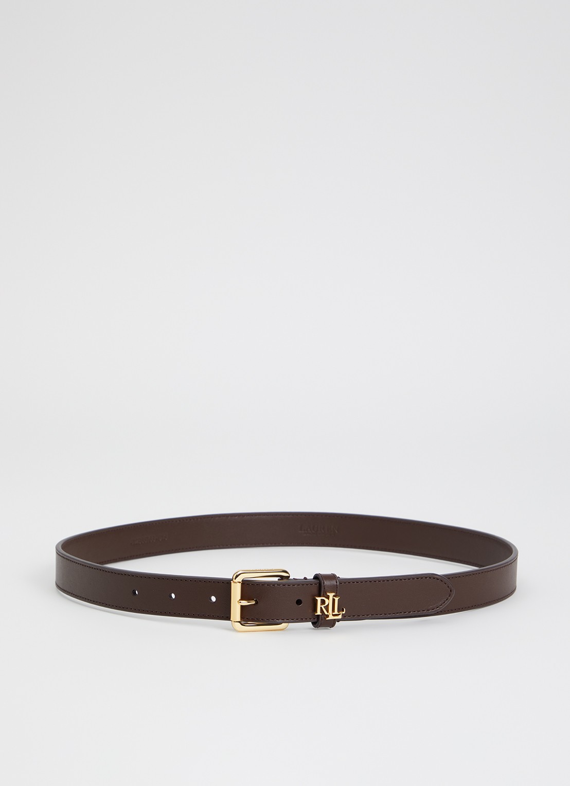 Ralph Lauren Riem van leer - voorkant donkerbruin