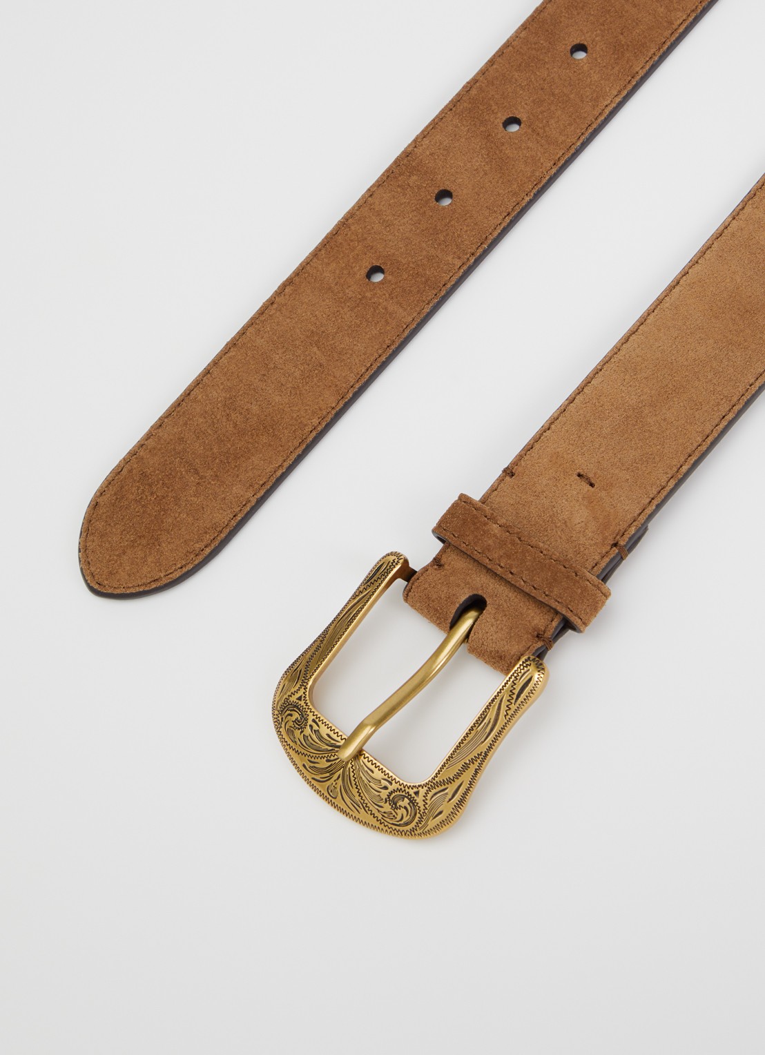 Ralph Lauren Riem van suède - detail lichtbruin