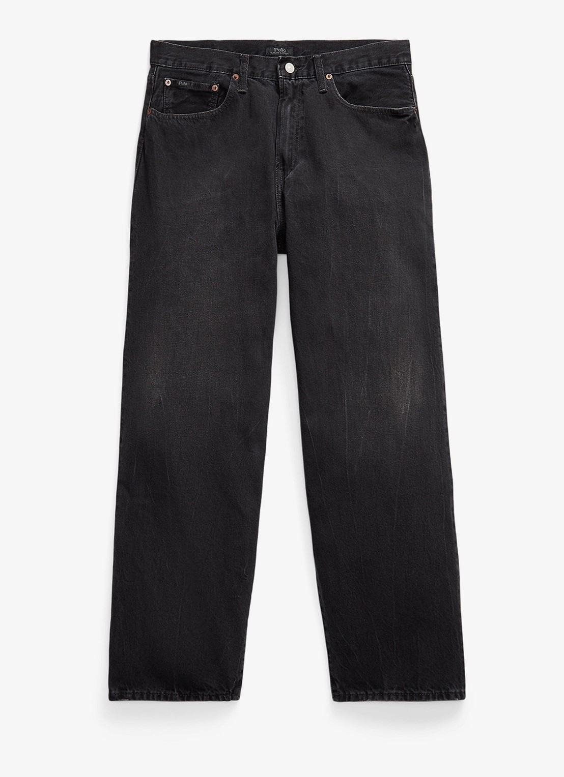 Ralph Lauren Rivington relaxed fit jeans met donkere wassing - voorkant coalmont wash / zwart
