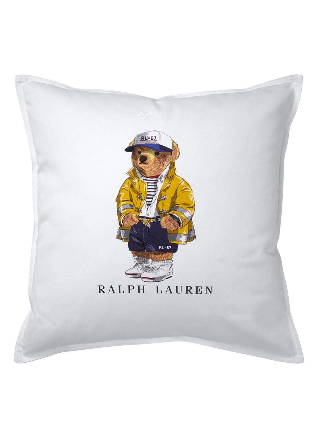 Ralph Lauren RL-67 Bear sierkussenhoes van katoen 50 x 50 cm - voorkant wit