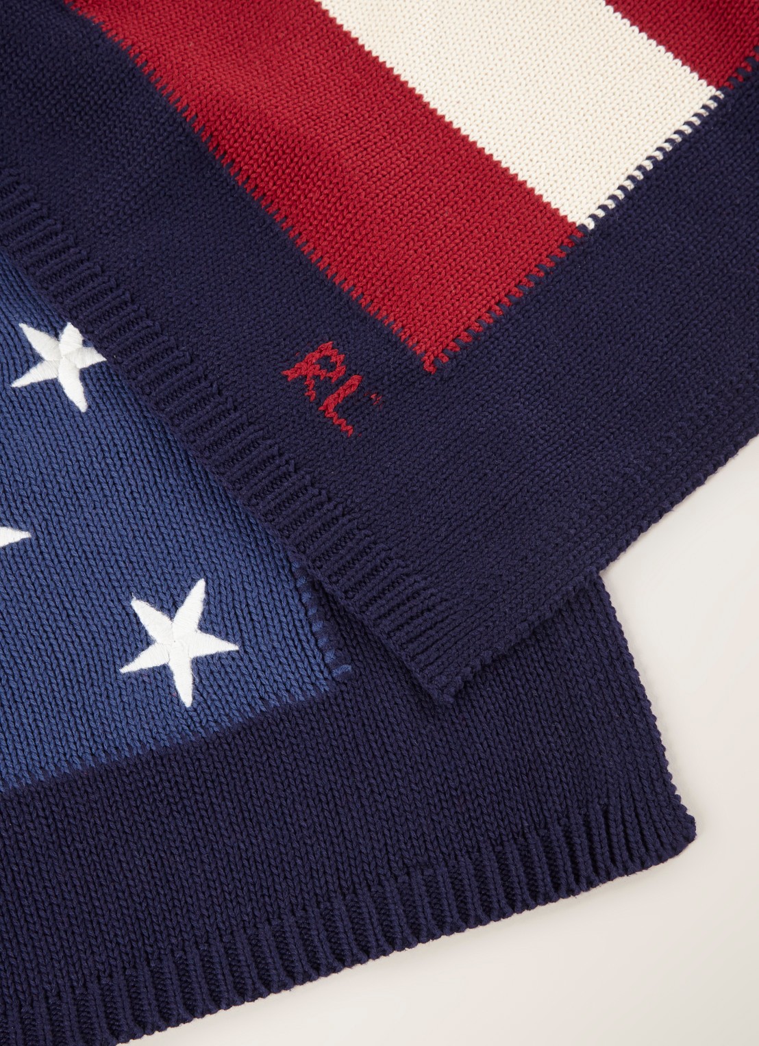 Ralph Lauren RL Flag plaid van katoen 140 x 180 cm - detail donkerblauw