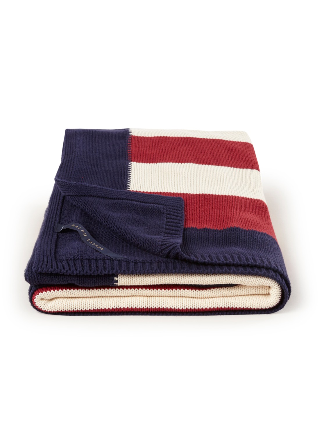 Ralph Lauren RL Flag plaid van katoen 140 x 180 cm - voorkant 2 donkerblauw