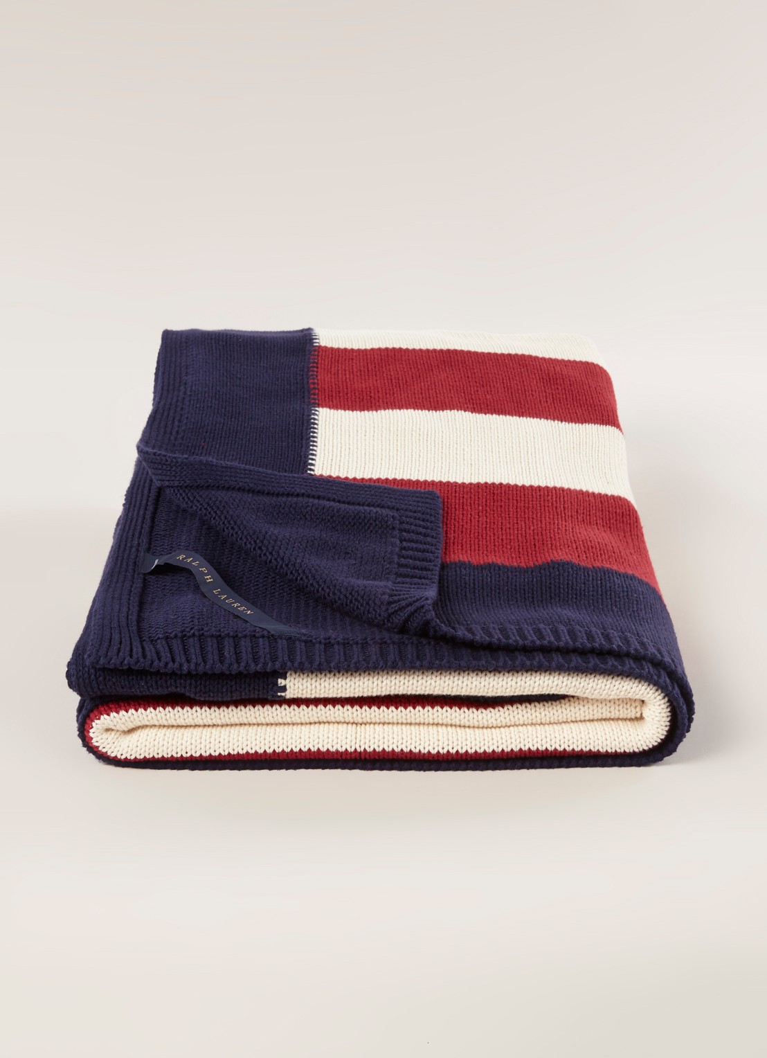 Ralph Lauren RL Flag plaid van katoen 140 x 180 cm - voorkant 3 donkerblauw