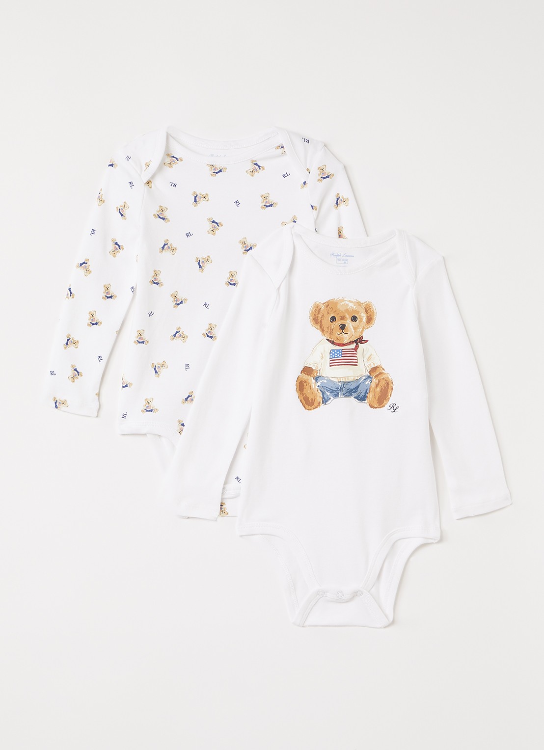 Ralph Lauren Romper met logoprint in 2-pack - voorkant wit