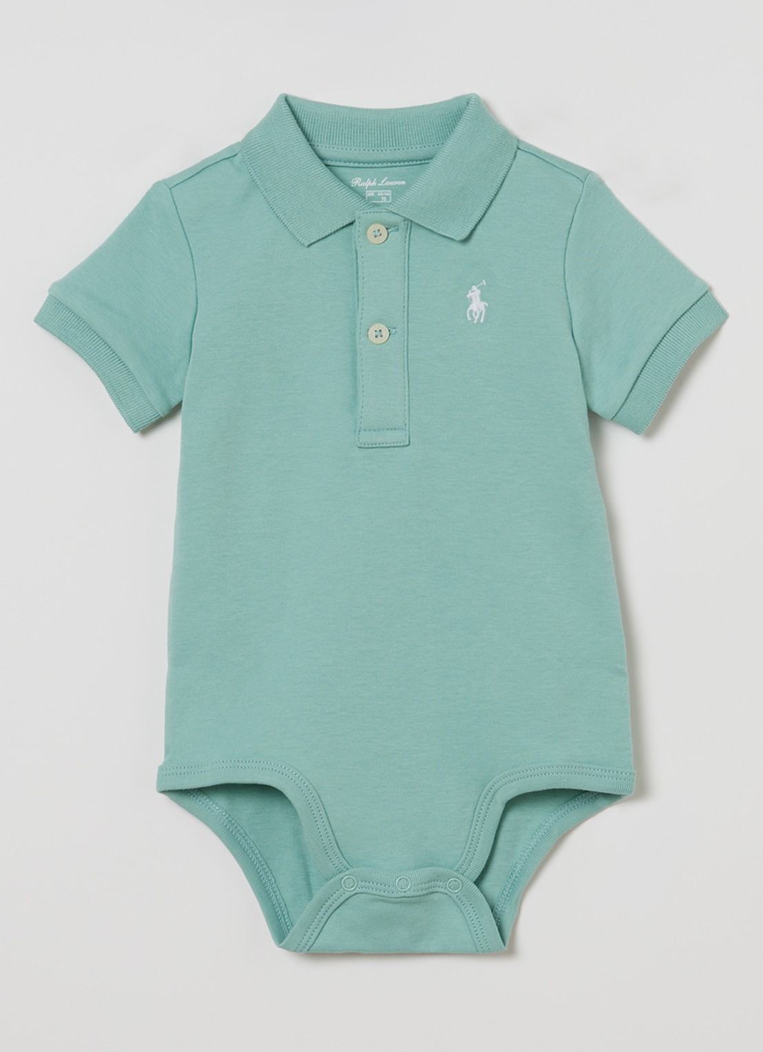 Ralph Lauren Romper met polokraag en logoborduring - voorkant lichtgroen
