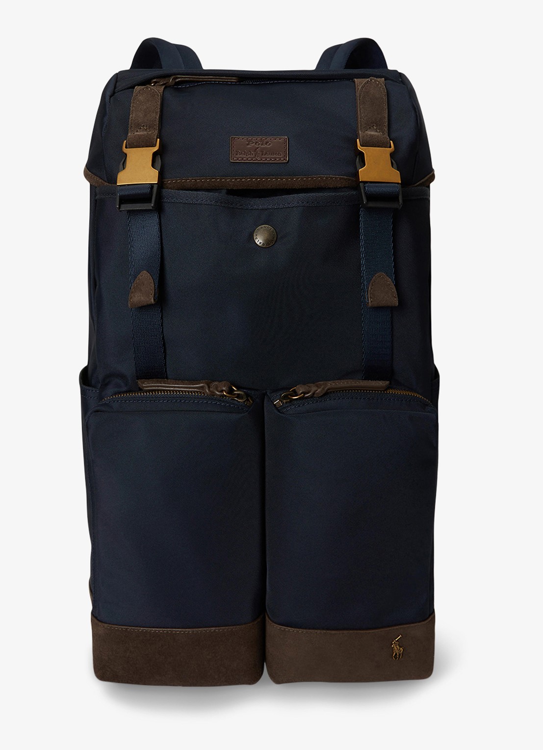 Ralph Lauren Rugzak met suède details - voorkant 3 newport navy/brown / donkerblauw