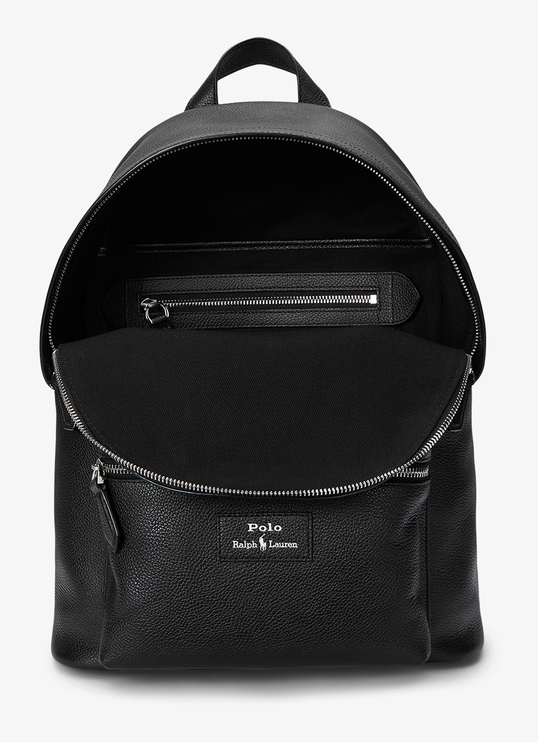Ralph Lauren Rugzak van leer met laptopvak - detail 3 black / zwart