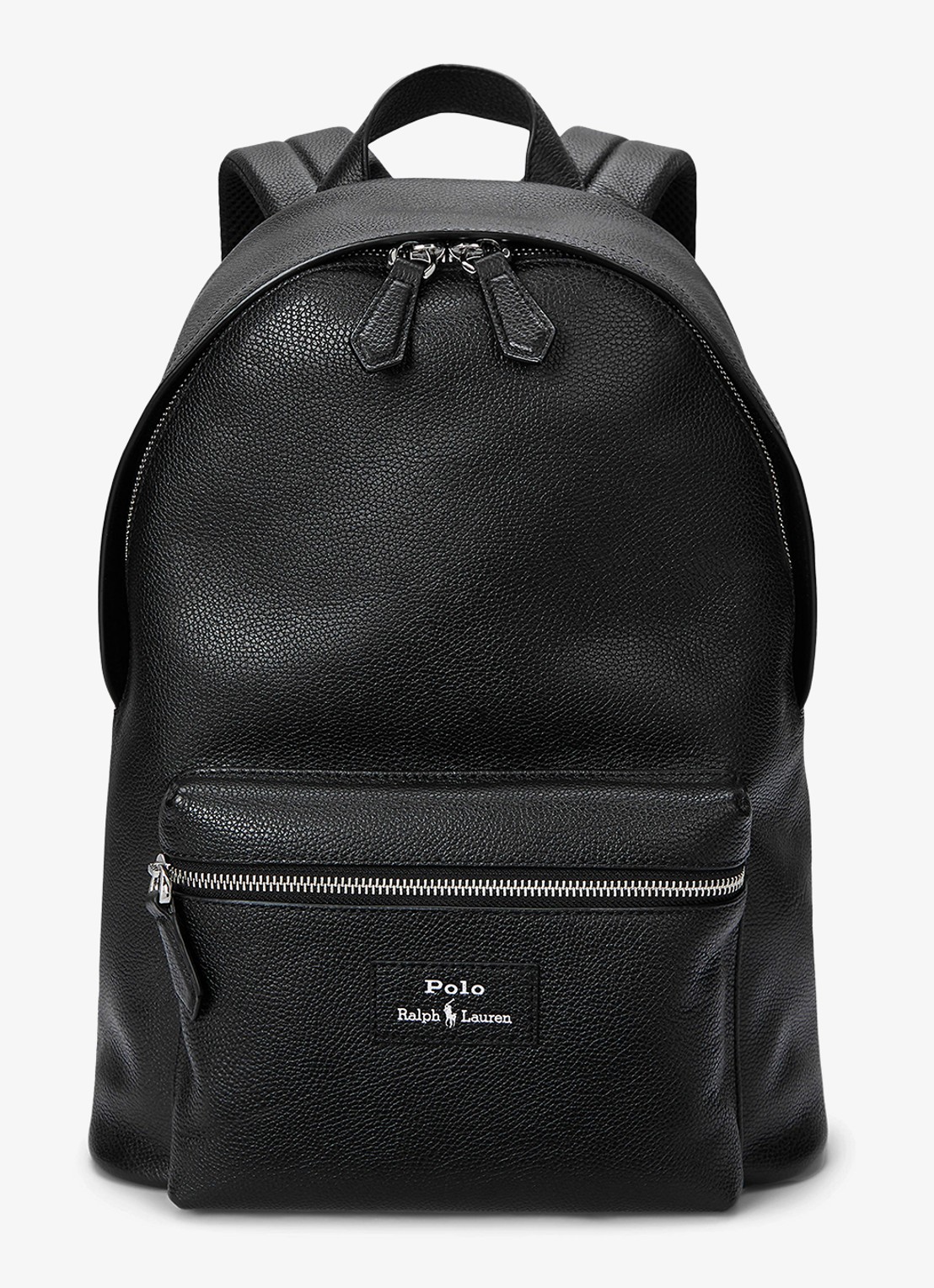Ralph Lauren Rugzak van leer met laptopvak - voorkant 5 black / zwart