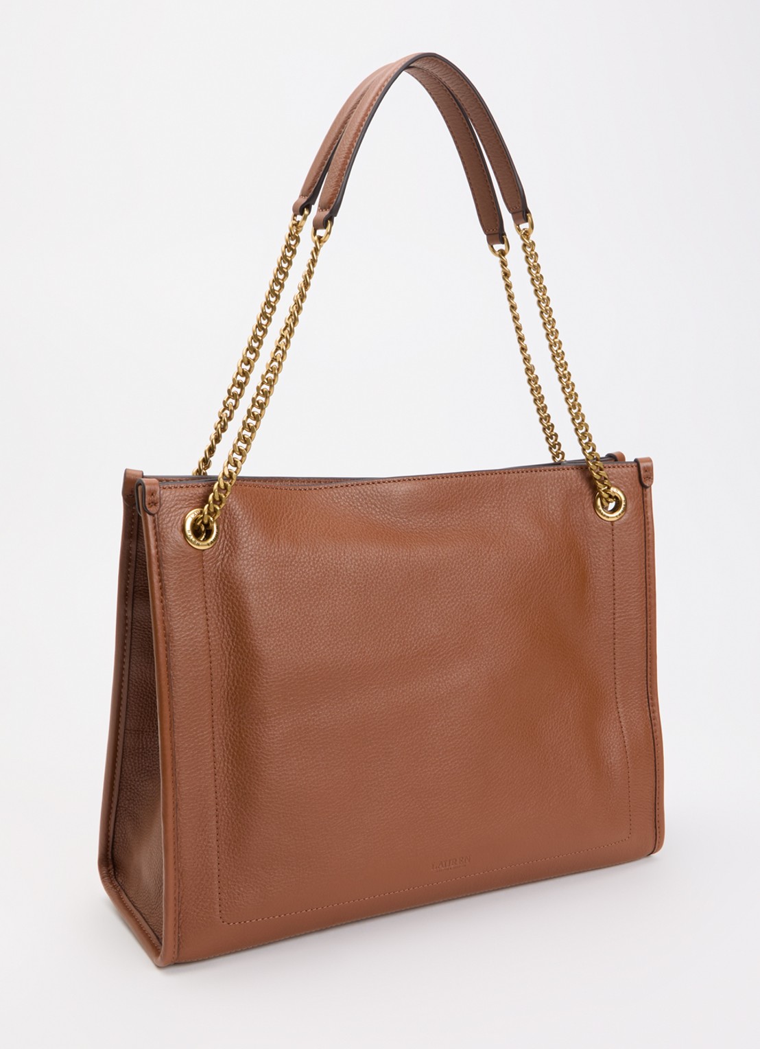 Ralph Lauren Schoudertas van leer - achterkant 5 cognac