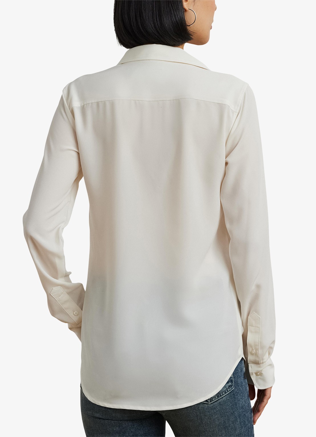 Ralph Lauren Semi-transparante blouse met sierknopen - achterkant 5 mascarpone cream / beige