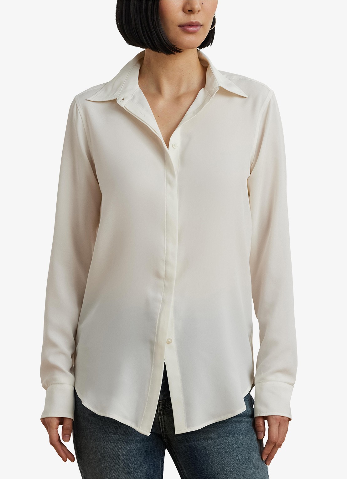 Ralph Lauren Semi-transparante blouse met sierknopen - detail 3 mascarpone cream / beige