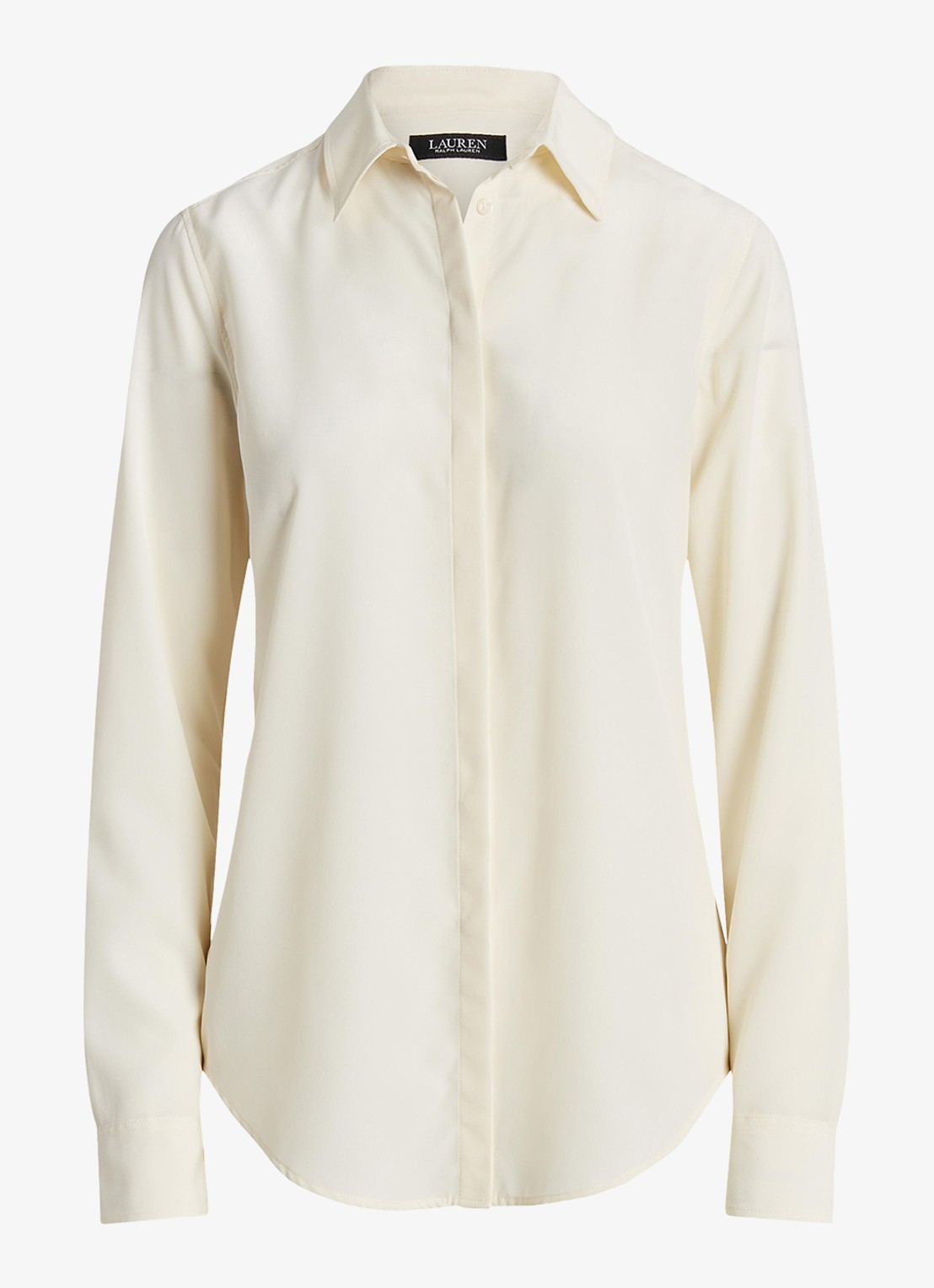 Ralph Lauren Semi-transparante blouse met sierknopen - voorkant mascarpone cream / beige