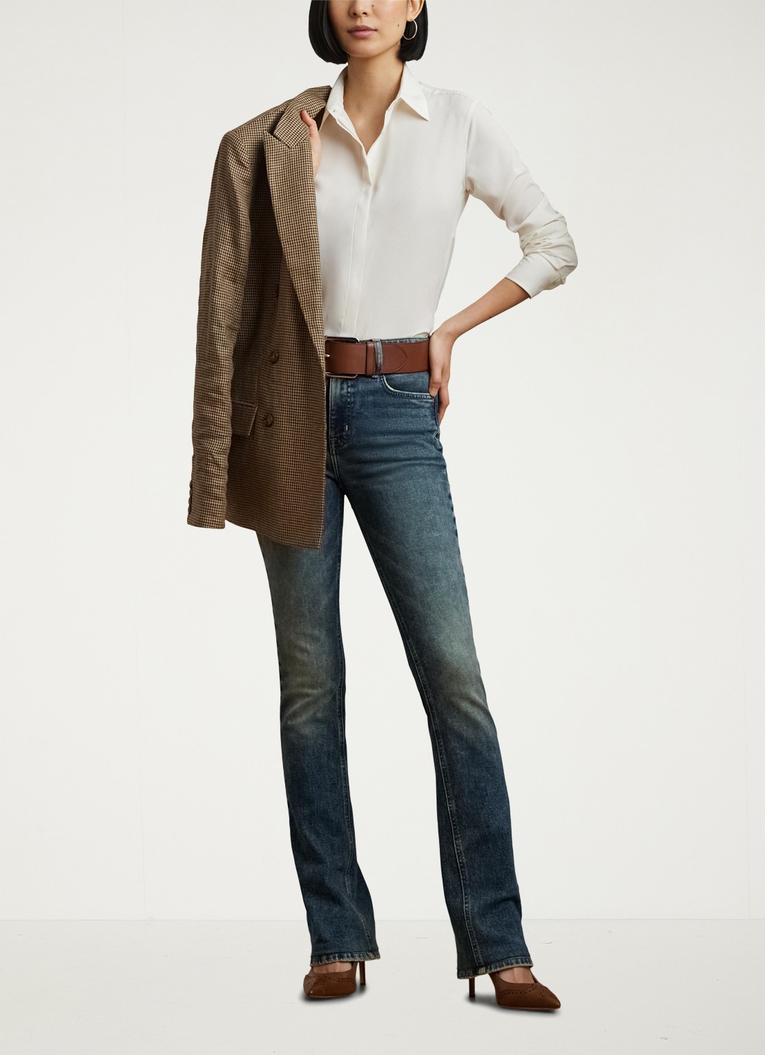 Ralph Lauren Semi-transparante blouse met sierknopen - voorkant 2 mascarpone cream / beige