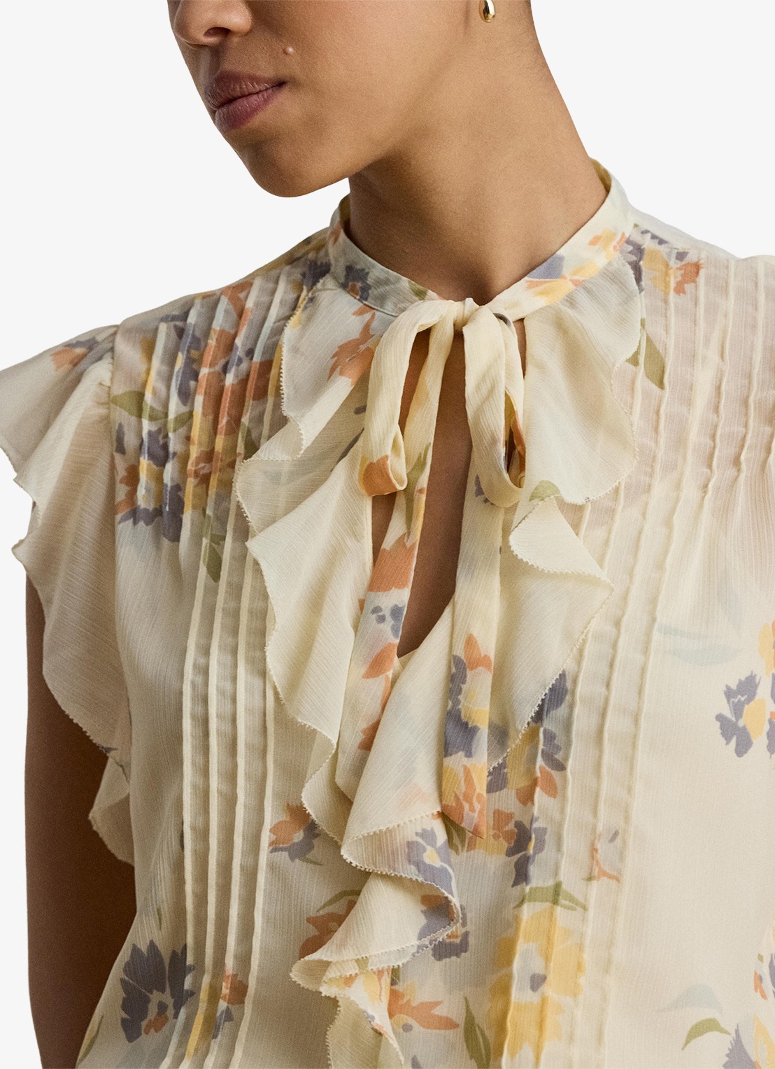 Ralph Lauren Semi-transparante top met bloemen en ruches - detail 4 cream multi 2wmn / creme