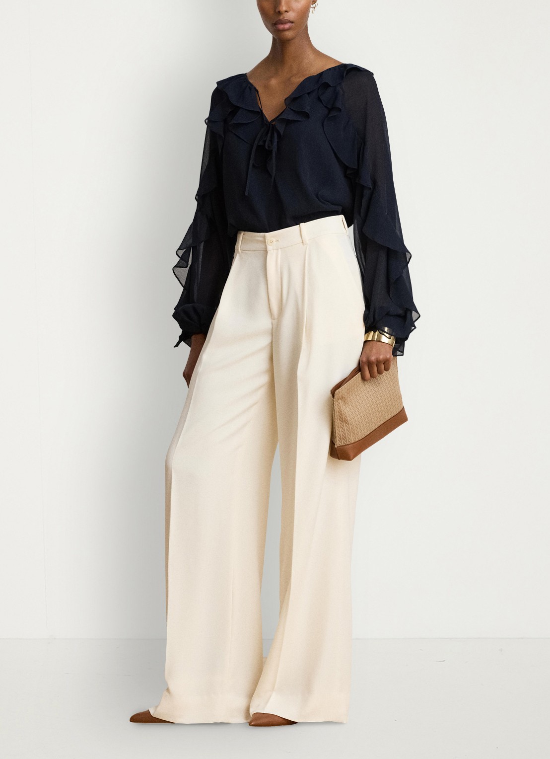 Ralph Lauren Semi-transparante tuniek met ruches - detail 3 lauren navy / blauw
