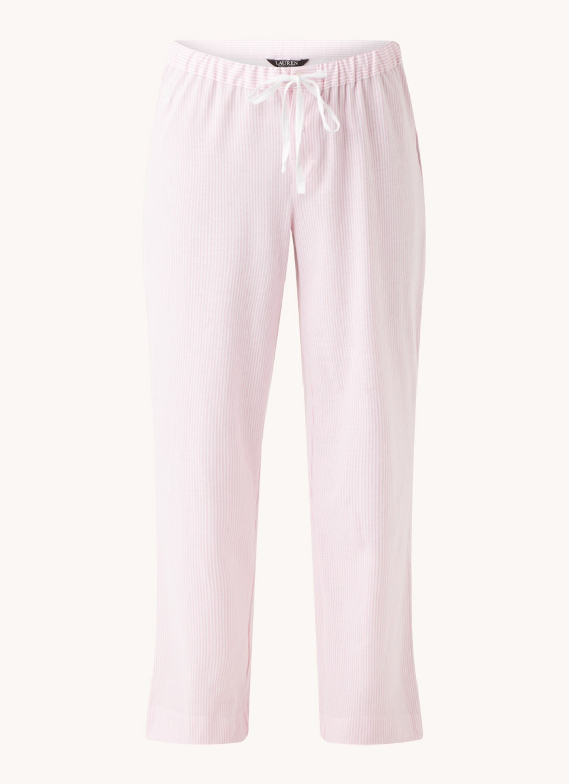 Ralph Lauren Seperate pyjamabroek met streepprint - voorkant lichtroze