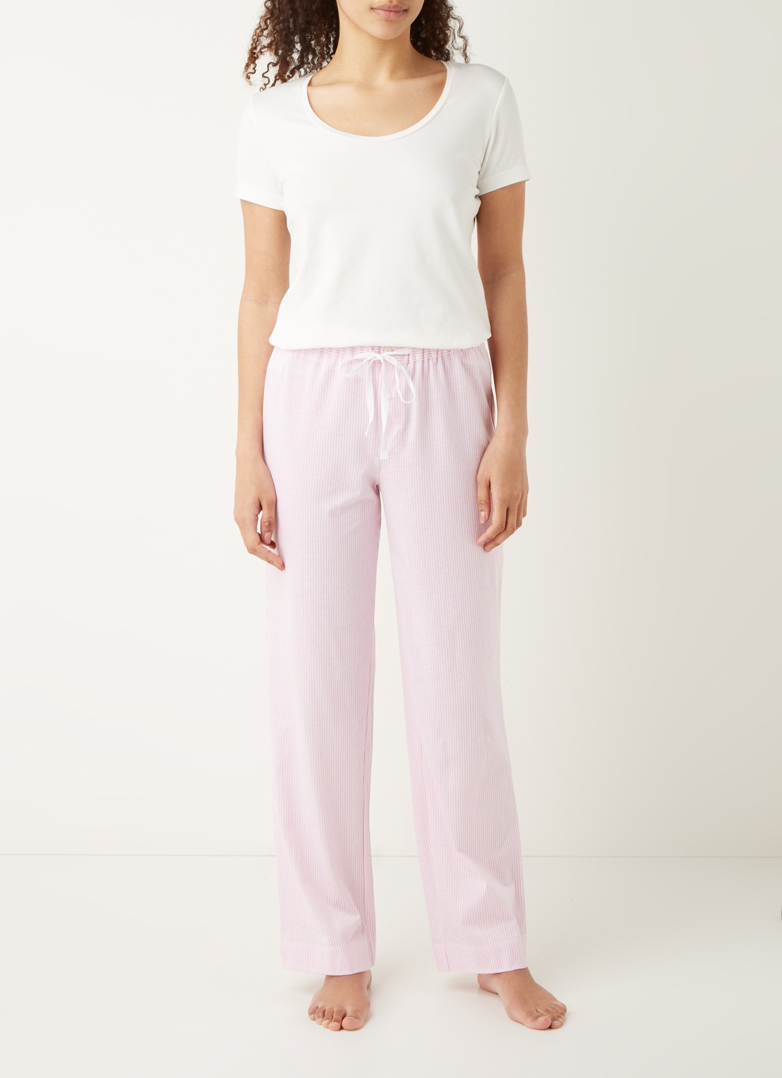 Ralph Lauren Seperate pyjamabroek met streepprint - voorkant 2 lichtroze