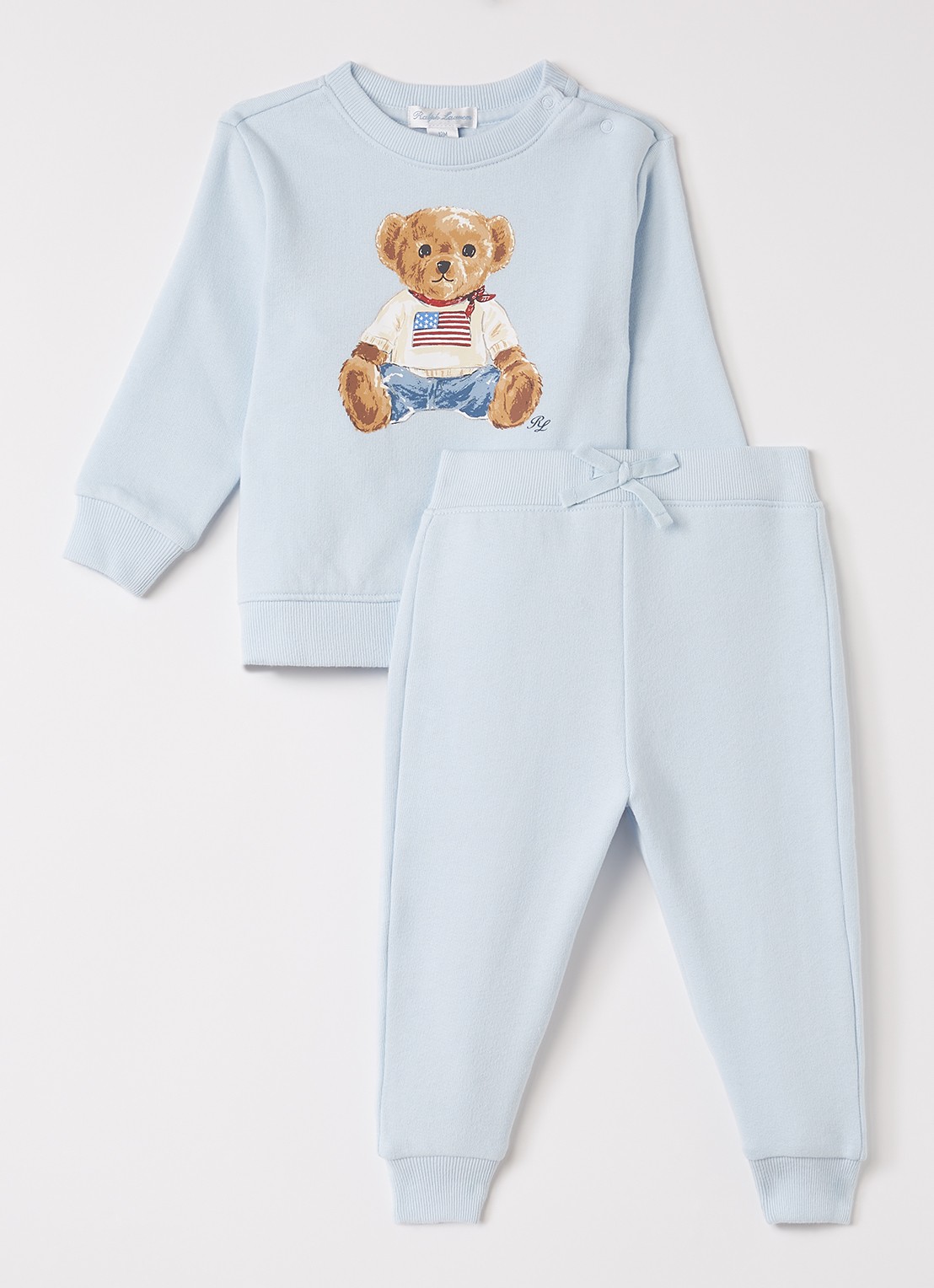 Ralph Lauren Set van bomberjack met joggingbroek 2-delig - voorkant lichtblauw