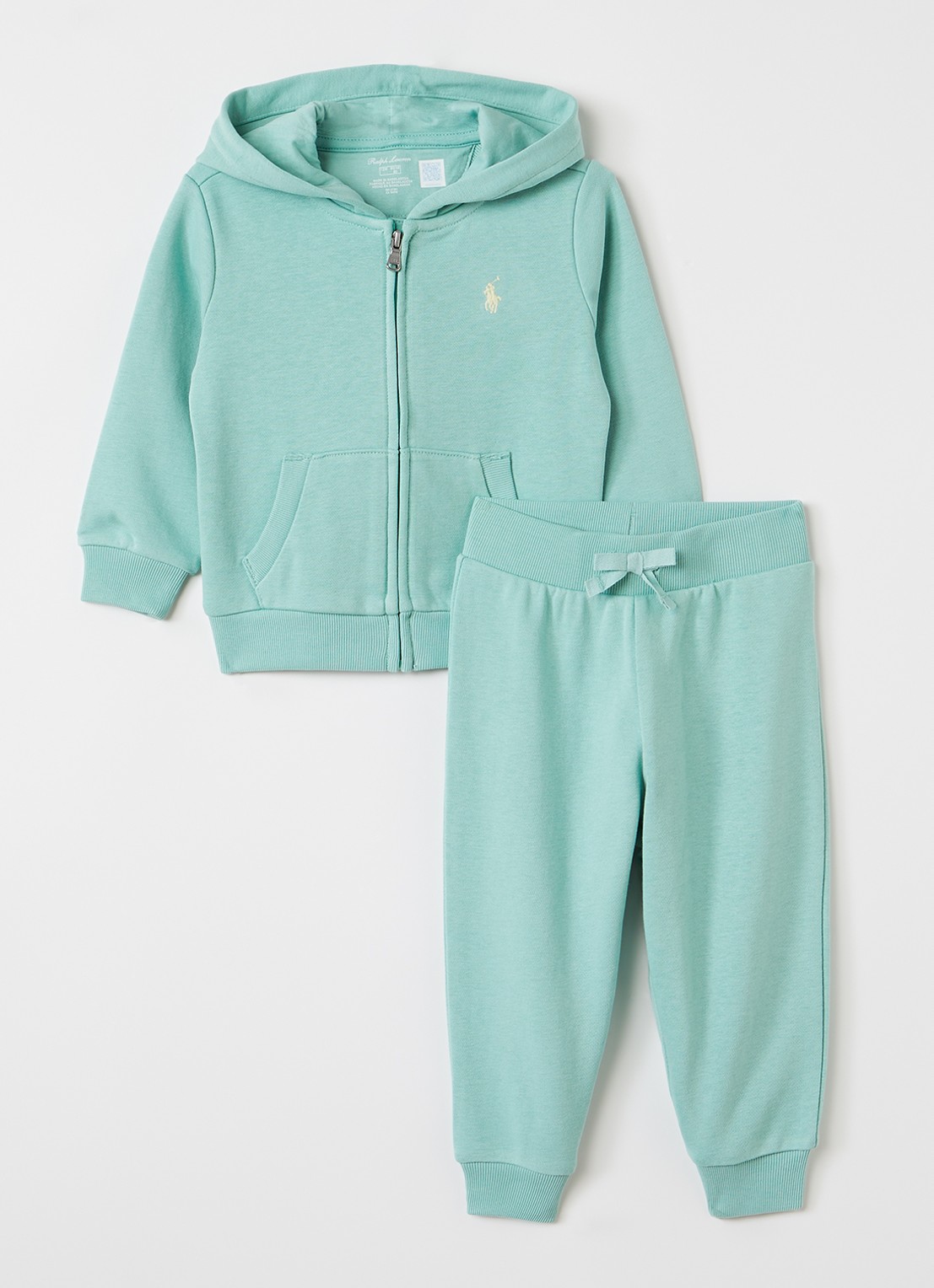 Ralph Lauren Set van sweatvest met joggingbroek 2-delig - voorkant lime