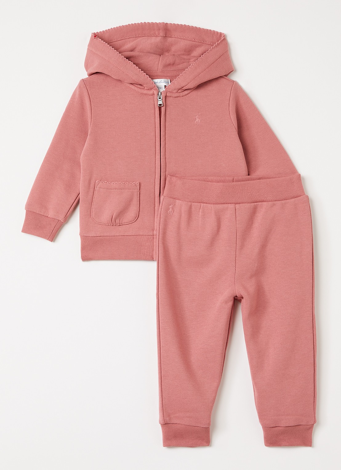 Ralph Lauren Set van sweatvest met joggingbroek 2-delig - voorkant koraalroze