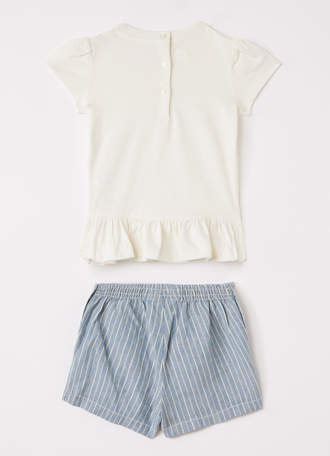 Ralph Lauren Set van T-shirt met korte broek - voorkant 2 gebroken wit