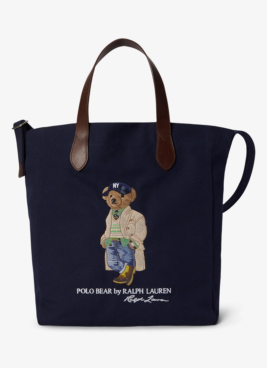 Ralph Lauren Shopper met logoprint - voorkant 3 donkerblauw