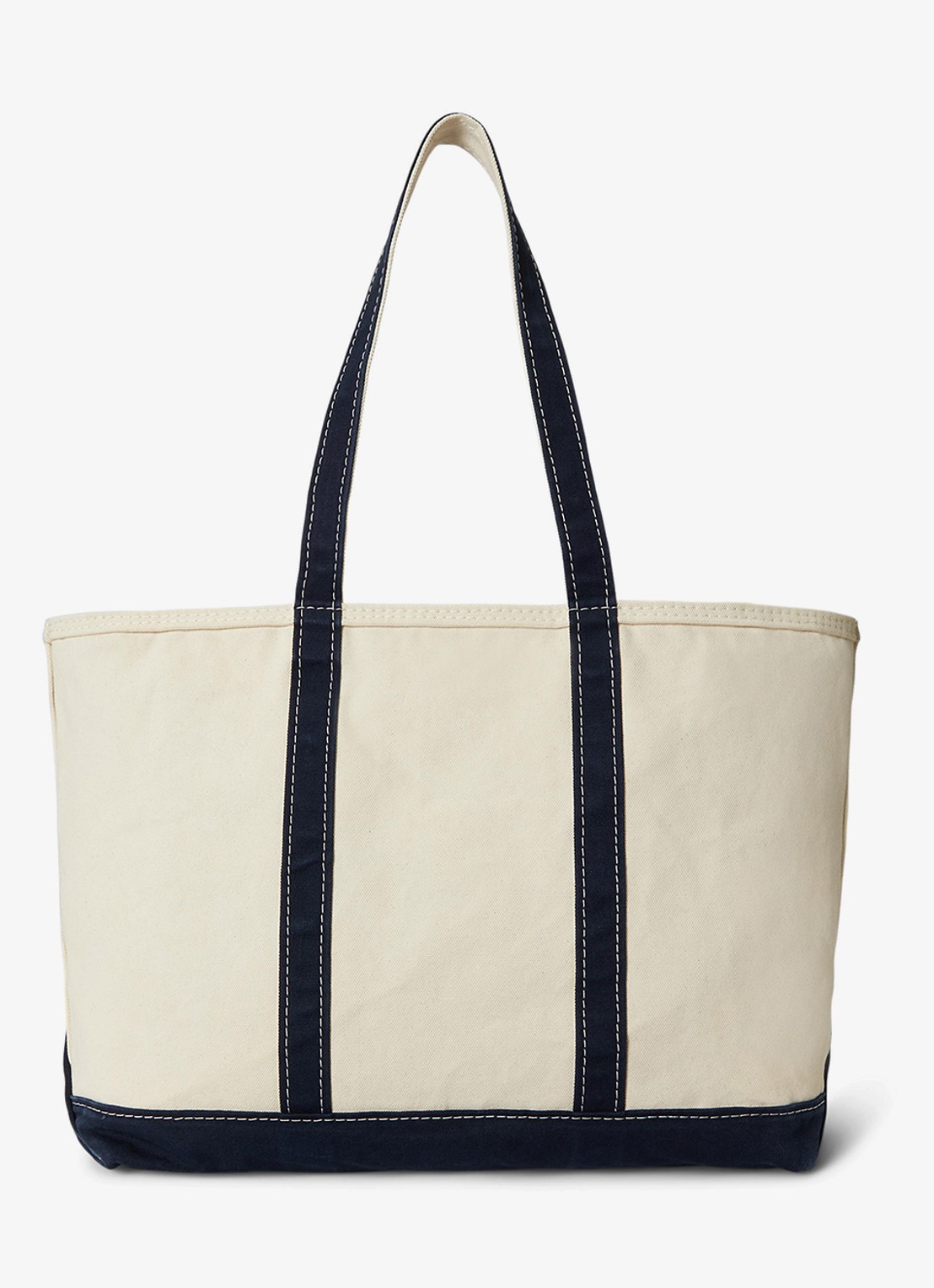 Ralph Lauren Shopper van canvas met logoborduring - achterkant cream/navy / donkerblauw