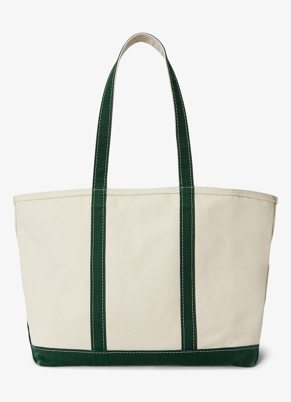 Ralph Lauren Shopper van canvas met logoborduring - achterkant 3 cream/green / crème
