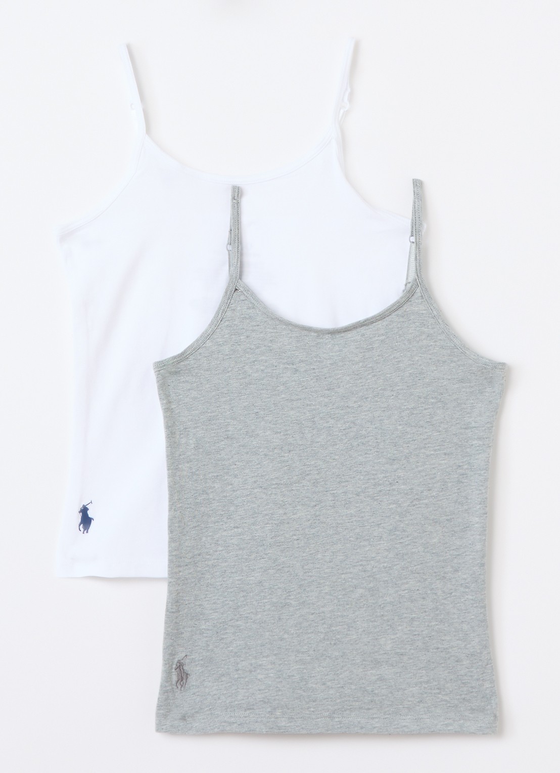 Ralph Lauren Singlet met logoborduring in 2-pack - voorkant grijsmele